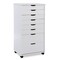 Contemporary Home Living 40” White Rolling Storage Cabinet with 8 Drawer